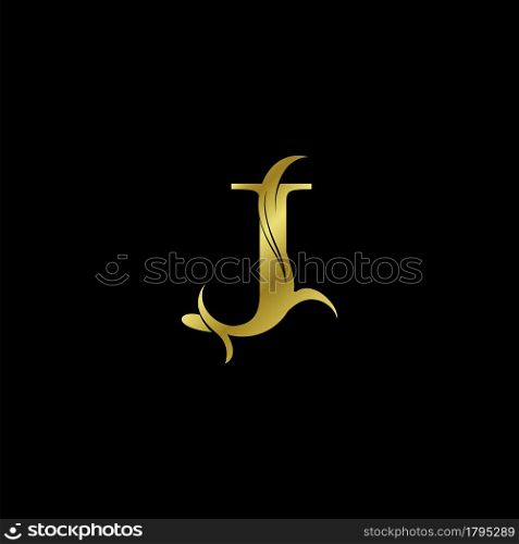 Minimalist Golden J Letter Logo, Luxury Alphabet Vector Design Style.