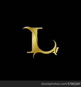 Minimalist Golden L Letter Logo, Luxury Alphabet Vector Design Style.