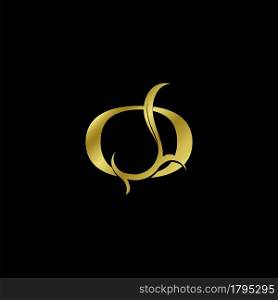 Minimalist Golden O Letter Logo, Luxury Alphabet Vector Design Style.