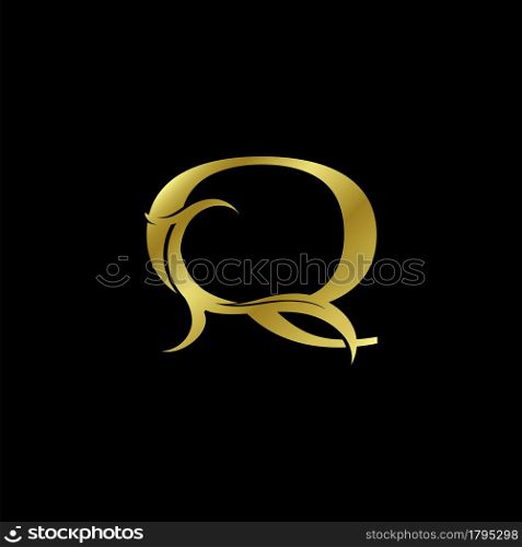Minimalist Golden Q Letter Logo, Luxury Alphabet Vector Design Style.