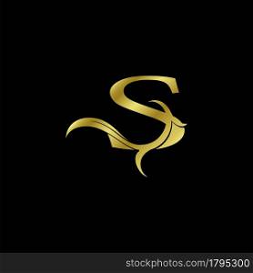 Minimalist Golden S Letter Logo, Luxury Alphabet Vector Design Style.