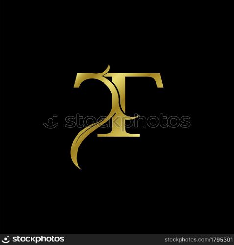 Minimalist Golden T Letter Logo, Luxury Alphabet Vector Design Style.