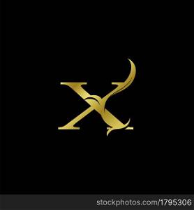 Minimalist Golden X Letter Logo, Luxury Alphabet Vector Design Style.