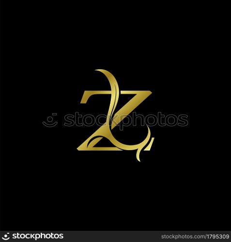 Minimalist Golden Z Letter Logo, Luxury Alphabet Vector Design Style.