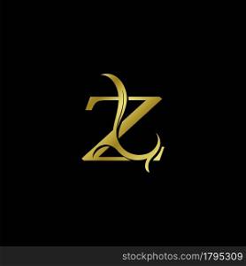 Minimalist Golden Z Letter Logo, Luxury Alphabet Vector Design Style.