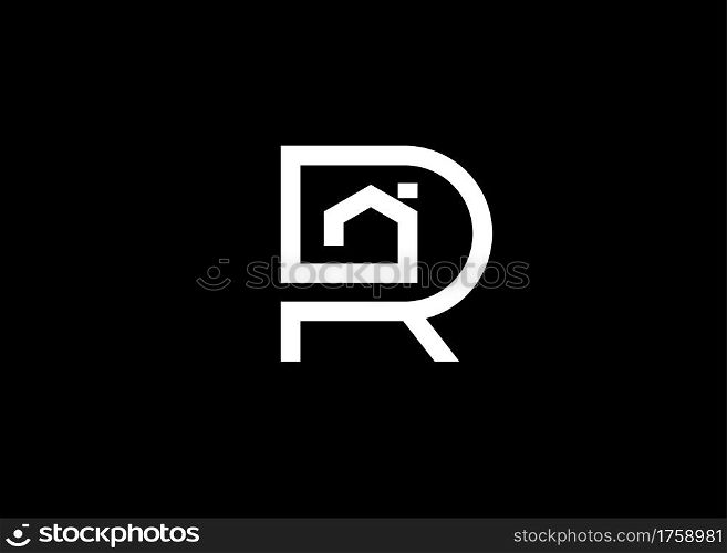 Minimalist House R Letter Logo. Real Estate Architecture Construction Logo