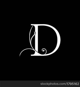 Minimalist Initial D letter Luxury Logo Design, vector decoration monogram alphabet font initial in art floral style.