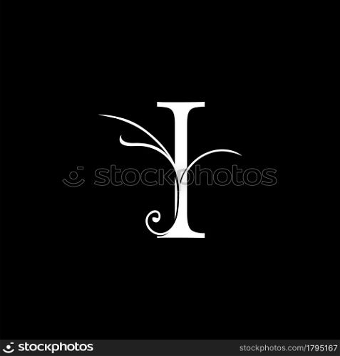 Minimalist Initial I letter Luxury Logo Design, vector decoration monogram alphabet font initial in art floral style.
