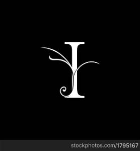 Minimalist Initial I letter Luxury Logo Design, vector decoration monogram alphabet font initial in art floral style.