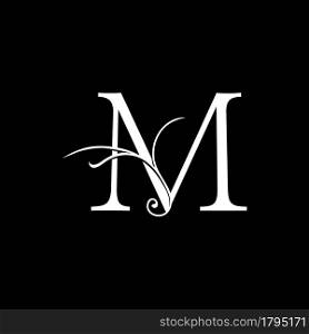 Minimalist Initial M letter Luxury Logo Design, vector decoration monogram alphabet font initial in art floral style.