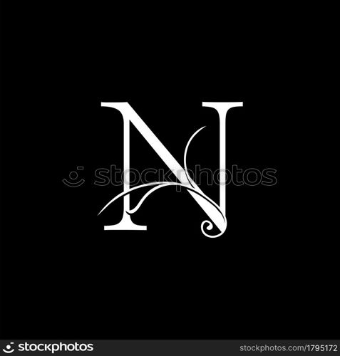 Minimalist Initial N letter Luxury Logo Design, vector decoration monogram alphabet font initial in art floral style.