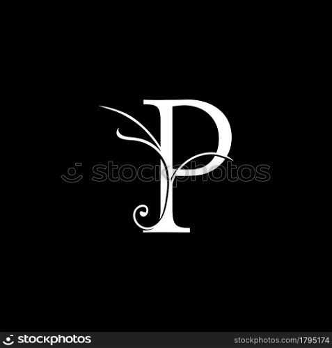 Minimalist Initial P letter Luxury Logo Design, vector decoration monogram alphabet font initial in art floral style.