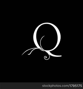 Minimalist Initial Q letter Luxury Logo Design, vector decoration monogram alphabet font initial in art floral style.