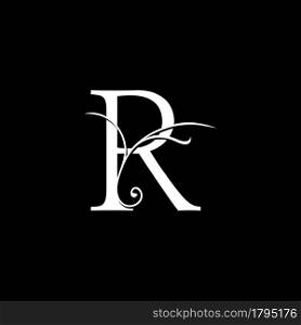 Minimalist Initial R letter Luxury Logo Design, vector decoration monogram alphabet font initial in art floral style.