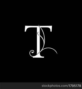Minimalist Initial T letter Luxury Logo Design, vector decoration monogram alphabet font initial in art floral style.