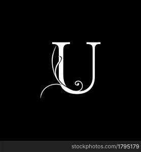 Minimalist Initial U letter Luxury Logo Design, vector decoration monogram alphabet font initial in art floral style.