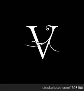 Minimalist Initial V letter Luxury Logo Design, vector decoration monogram alphabet font initial in art floral style.