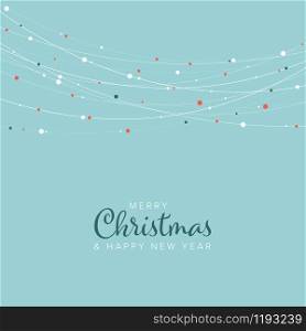 Minimalist light retro color Christmas flyer card temlate with white abstract lights