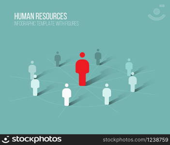 Minimalist people 3d cycle diagram template - teal version. Figure circle 3d diagram