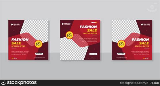 Minimalist promotion square web banner for social media fashion sale