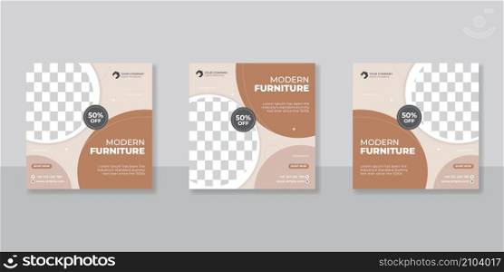 minimalist promotion square web banner for social media furniture sale