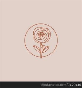 Minimalist Rose  Simple and Flat Vector Line Logo of a Rose Flower