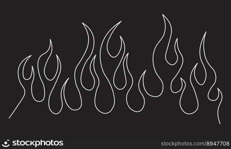 Minimalist silhouette of flame. One line drawing.  Design template. Vector illustration.