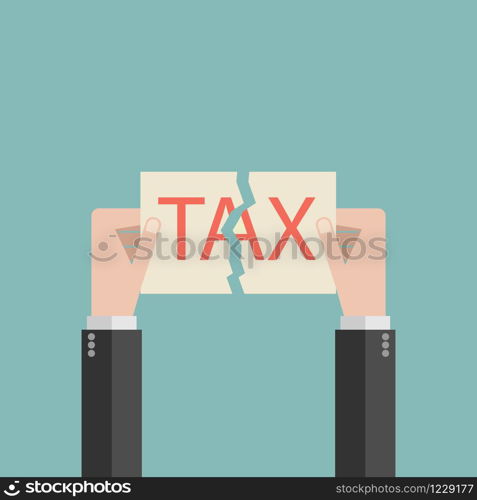 Minimalist stile. vector business finance. hand of Businessman tear with TAX