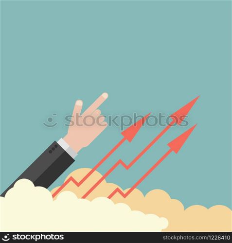Minimalist stile. vector business finance. Profit concept, growing business graph. Businessman manages financial growth graph. Template investment. Vector illustration flat design.Symbol leadership, strategy, mission, objectives.