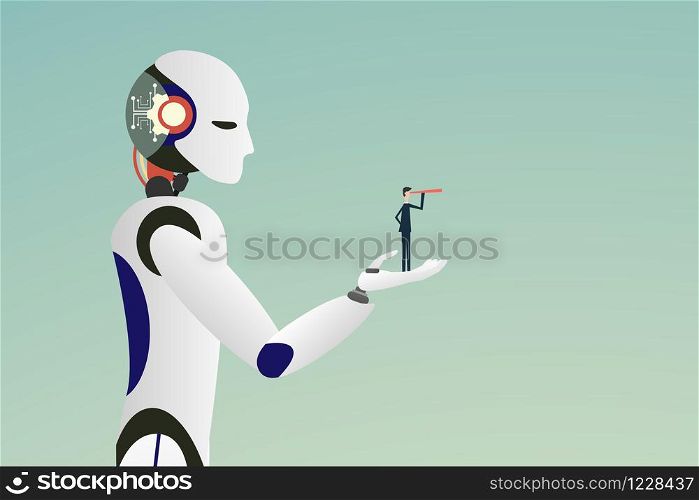 Minimalist stile. vector business finance. Successful vision concept with icon of businessman and telescope, Symbol leadership, strategy, mission, objectives