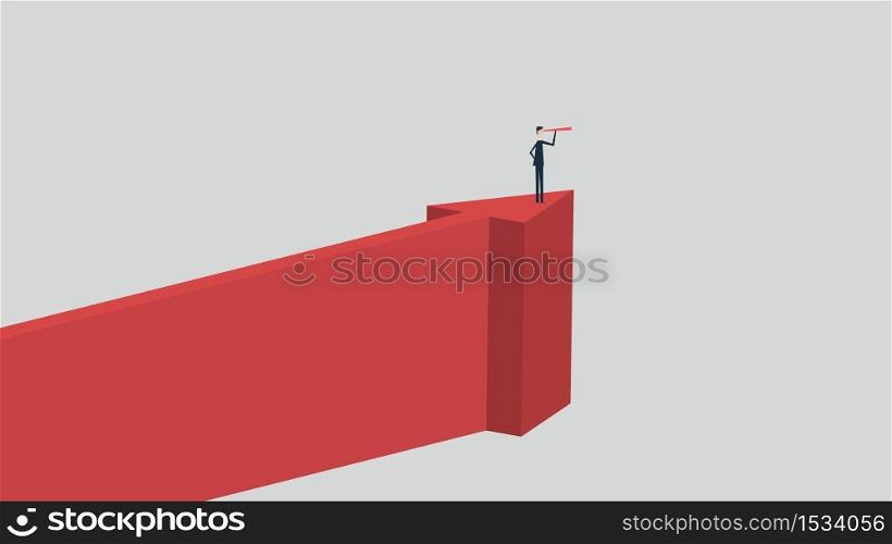 Minimalist stile. vector business finance. Successful vision concept with icon of businessman and telescope, Symbol leadership, strategy, mission, objectives.
