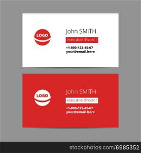 Minimalist style red business card vector template. Business Card templates