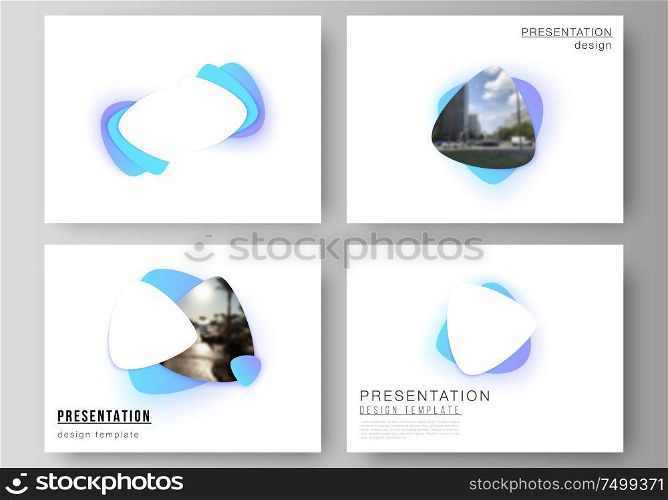 Minimalistic abstract vector illustration of the editable layout of the presentation slides design business templates. Blue color gradient abstract dynamic shapes, colorful geometric template design. Minimalistic abstract vector illustration of the editable layout of the presentation slides design business templates. Blue color gradient abstract dynamic shapes, colorful geometric template design.