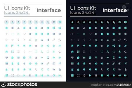 Minimalistic and simple looking flat gradient color ui icons set for dark, light mode. Navigation. Vector isolated RGB pictograms. GUI, UX design for web, mobile. Montserrat Bold, Light fonts used. Minimalistic and simple looking flat gradient color ui icons set for dark, light mode