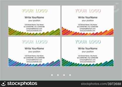 Minimalistic business card vector templates. Universal geometric design with bright accent - just place your text. In EPS - CMYK - Calibri