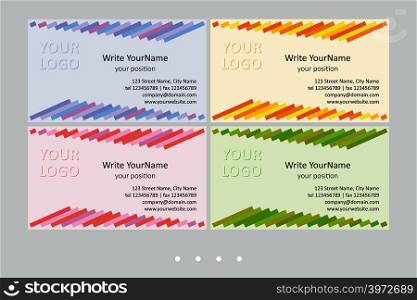 Minimalistic business card vector templates. Universal geometric design with multicolor accent - just place your text. In EPS - CMYK - Calibri