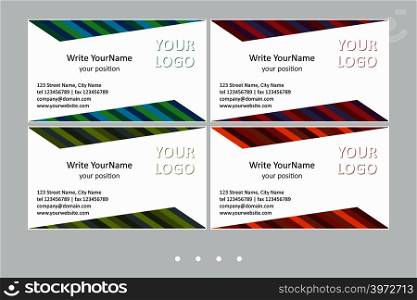 Minimalistic business card vector templates. Universal geometric design with multicolor accent - just place your text. In EPS - CMYK - Calibri