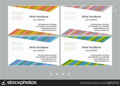 Minimalistic business card vector templates. Universal geometric design with pale colors - just place your text. In EPS - CMYK - Calibri
