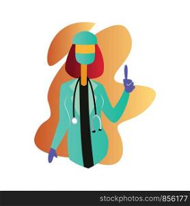 Minimalistic colorful female surgeon vector character illustration on a white background