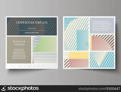 Minimalistic design with lines, geometric shapes forming beautiful background. Business templates for square brochure, magazine, flyer, booklet or report. Leaflet cover, abstract vector layout.. Business templates for square design brochure, magazine, flyer, booklet or annual report. Leaflet cover, abstract flat layout, easy editable vector. Minimalistic design with lines, geometric shapes forming beautiful background.