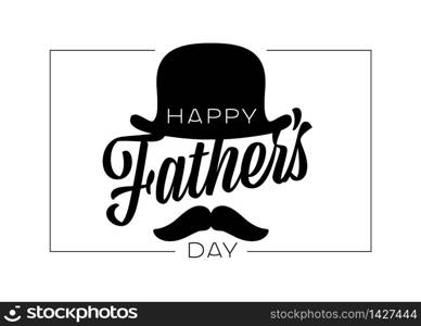 Minimalistic Happy Father&rsquo;s day card template with hat and moustache