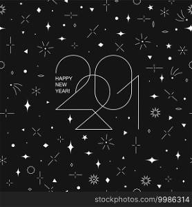 Minimalistic Happy New Year Card. 2021 text and greetings on minimal geometric pattern