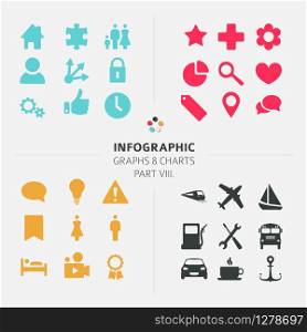 Minimalistic Infographic Vector icon collection - flat design style