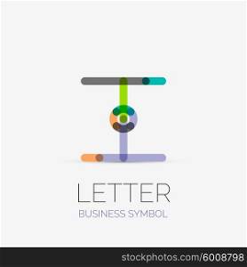 Minimalistic letter linear business icons, logos, made of multicolored line segments. Universal symbols for any concept or idea. Futuristic hi-tech, technology element set. Vector illustration.