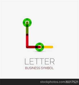 Minimalistic letter linear business icons, logos, made of multicolored line segments. Universal symbols for any concept or idea. Futuristic hi-tech, technology element set. Vector illustration.