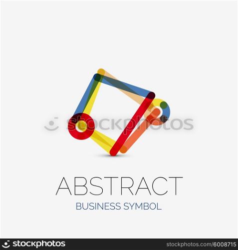 Minimalistic linear business icons, logos, made of multicolored line segments. Universal symbols for any concept or idea. Futuristic hi-tech, technology element set. Vector illustration