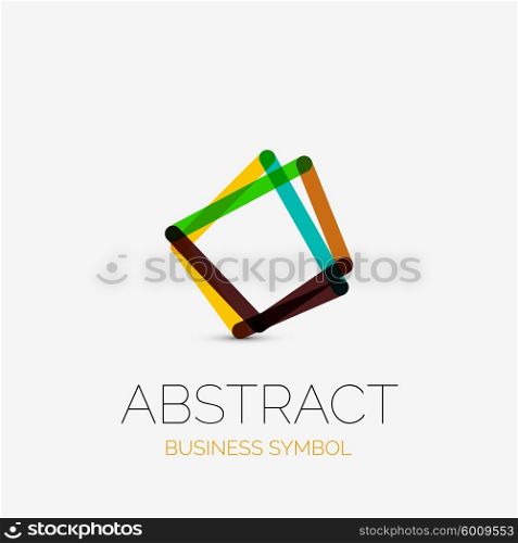 Minimalistic linear business icons, logos, made of multicolored line segments. Universal symbols for any concept or idea. Futuristic hi-tech, technology element set. Vector illustration