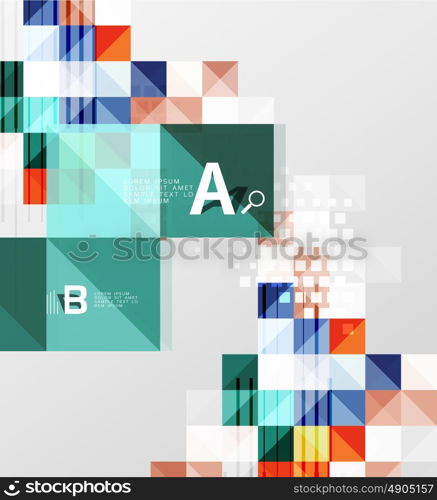 Minimalistic square shapes abstract background. Vector template background for print workflow layout, diagram, number options or web design banner