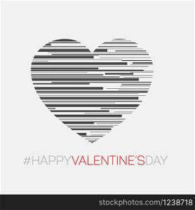 Minimalistic valentine&rsquo;s card - Modern style vector heart illustration made from stripes. Minimalistic valentine&rsquo;s card illustration