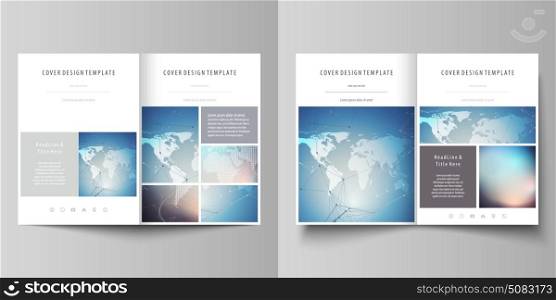 Minimalistic vector illustration of editable layout of two A4 format modern covers design templates for brochure, flyer, report. Polygonal geometric linear texture. Global network, dig data concept.. The minimalistic vector illustration of the editable layout of two A4 format modern covers design templates for brochure, flyer, report. Polygonal geometric linear texture. Global network, dig data concept.